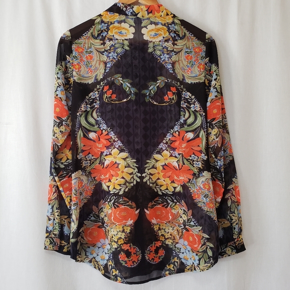 CAbi 3072 Floral Print Semi Sheer Button Up Shirt - Picture 5 of 8